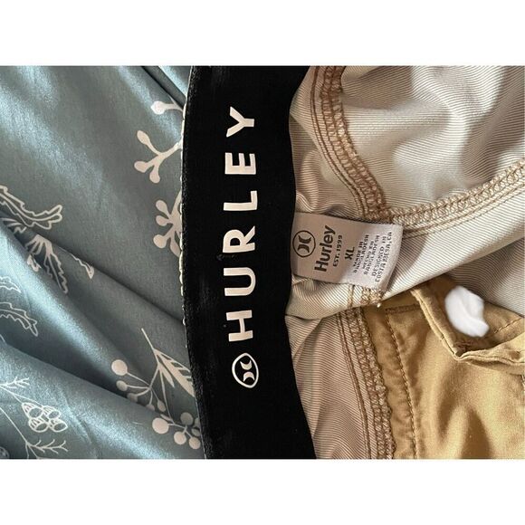 Hurley Mens Beige Nylon Tech Flat Front Drawstring Elastic Waist Jogger Pants XL - Picture 4 of 8